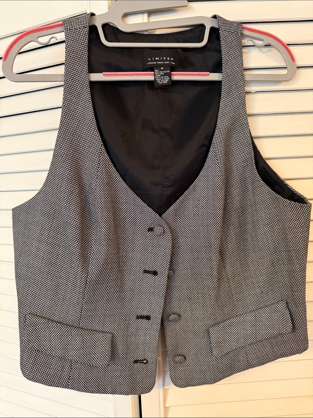 The Limited Black Lined Vest with Pink Trim